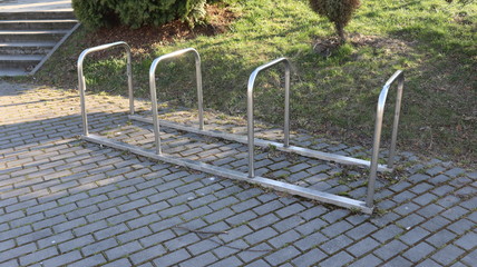 Fototapeta na wymiar parking metal lockers for bicycles
