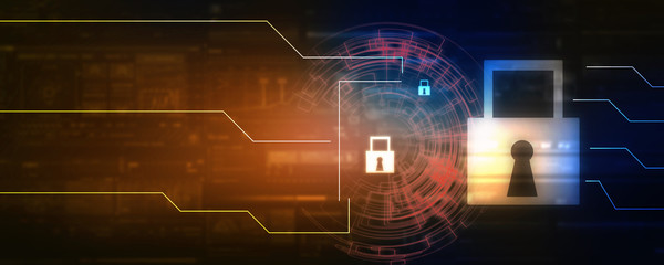 2d illustration Safety concept: Closed Padlock on digital background

