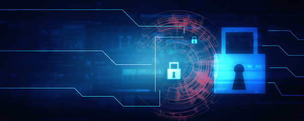 2d illustration Safety concept: Closed Padlock on digital background

