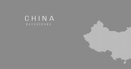 China country map backgraund made from halftone dot pattern, Vector illustration isolated on gray background