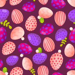 Easter holiday color eggs seamless pattern.