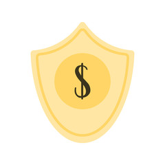 Shield and check of secure money bank transaction, money deposit, safe savings, piggy bank, financial services, accumulating money. Vector flat illustration