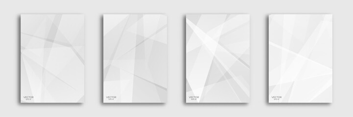 Abstract white and grey on light silver background with modern design. A set of backgrounds consisting of triangles. Vector illustration EPS 10.