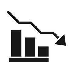 downward arrow chart trade crisis economy, oil price crash silhouette style icon