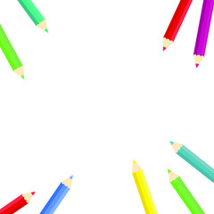 This is a vector background with colored pencils, colorful crayons.
