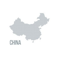 Fototapeta na wymiar China country map backgraund made from halftone dot pattern, Vector illustration isolated on white background