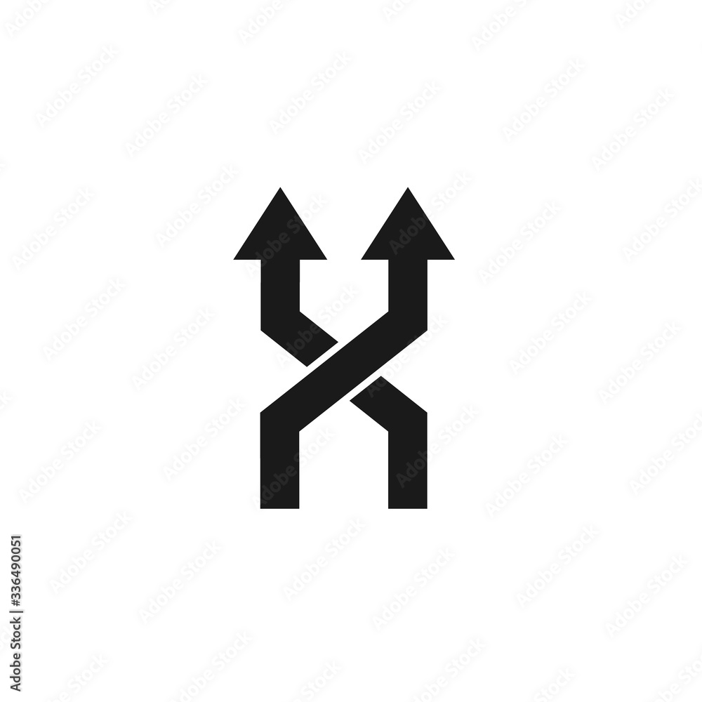 Poster branching arrow flat vector icon isolated on white.