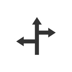 Branching arrow flat vector icon isolated on white. 