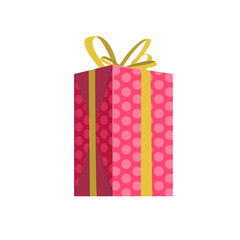 Pink gift with yellow ribbon illustration. Present, package, bow. Festive concept. illustration can be used for topics like Christmas, New Year, festivals