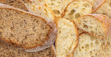 Sliced various  bread  textured  background. Bakery Food concept.