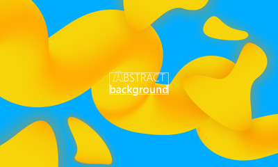 Yellow 3d Wave. Abstract Flow. Liquid Shape.