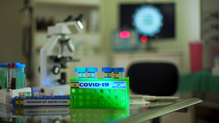 Laboratory with equipment and other paraphernalia used to research a vaccine for the coronavirus COVID19.