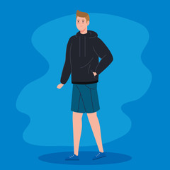 young man avatar character icon vector illustration design