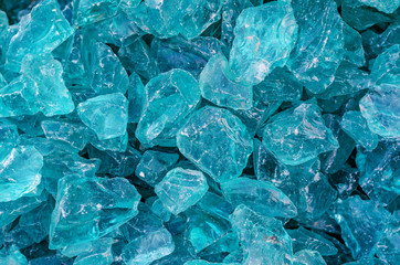 Decorative glass stones, chipped glass. Shiny stones background
