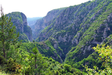 Panoramic view of the gorges in the Vikos- Aoos national park in Greece