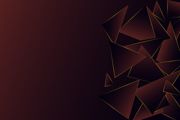 Polygons, triangles with a Golden line on a dark abstract background. Modern fashionable design. Vector illustration eps 10.