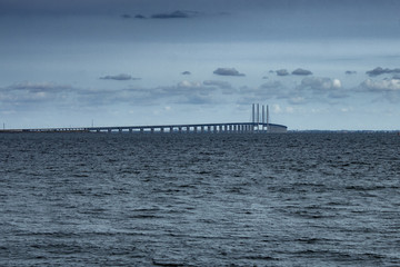 Fototapeta na wymiar The Oresund Bridge between Denmark and Sweden