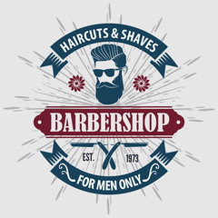 Fototapeta premium Barbershop poster or banner design template. Vector illustration