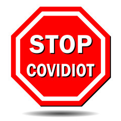 MERS-Cov (Middle East Respiratory Syndrome, Coronavirus), New Coronavirus (2019-nKoV). Warning of the danger of a covidiot red hexagonal stop sign. Vector EPS 10