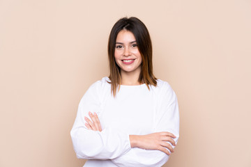 Obraz premium Young woman over isolated background laughing