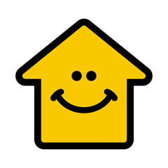 Smiling home icon/ House icon with smiley face