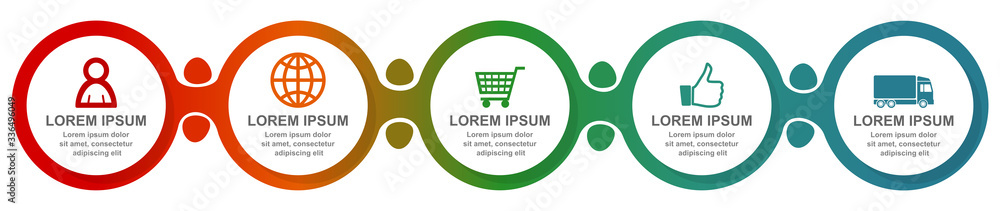 Poster Business infographic vector template with 5 options, web presentation in eps 10