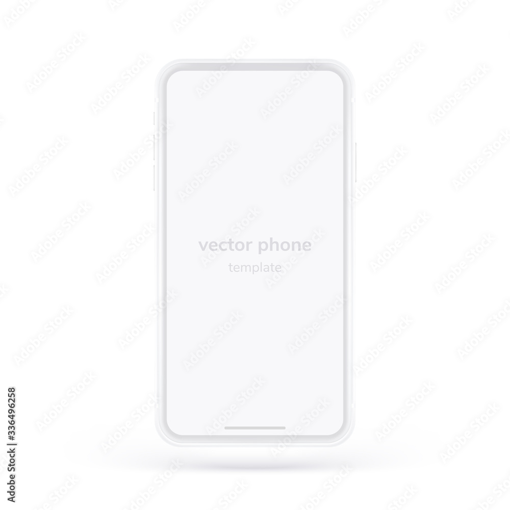 Poster white vector phone isolated on white background. 3d realistic template. mock up with empty screen fo