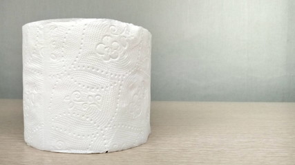 Rolled tissue paper on the table