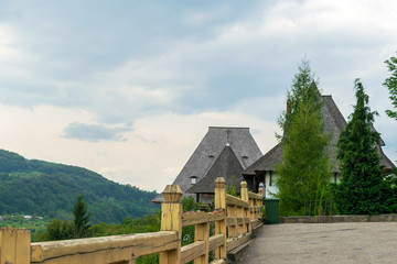 Fototapeta na wymiar The way to the Barsana Monastery, Maramures, Romania 