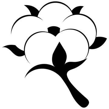 Black cotton flower icon isolated on white background.