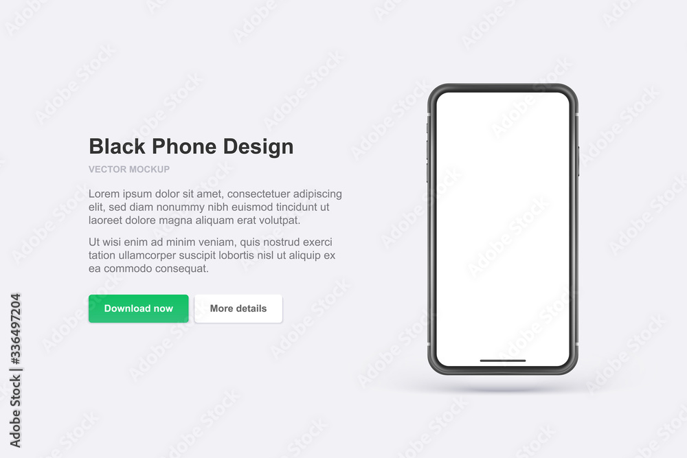 Poster white vector phone isolated on white background. realistic template. mock up with empty screen for b