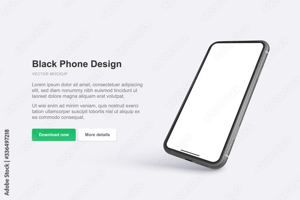 Poster white vector phone isolated on white background. realistic template. mock up with empty screen for b