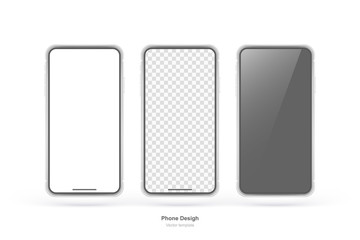 Vector phone isolated on white background. Realistic template. Mock up with empty screen for business presentations.