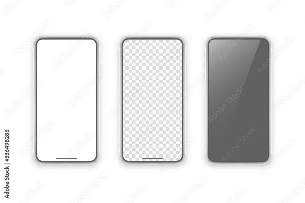 Poster vector phone isolated on white background. realistic template. mock up with empty screen for busines