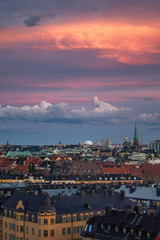 Fototapeta na wymiar Sunset in Stockholm in late summer