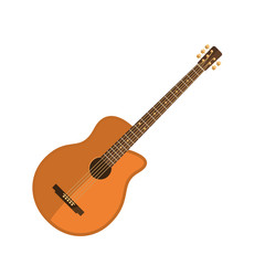 Guitar flat icon. Acoustic music, folk, concert. Musical instruments concept. illustration can be used for topics like music, leisure, hobby