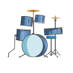 Drum set flat icon. Rock band, percussion, beat. Musical instruments concept. illustration can be used for topics like music, leisure, performance