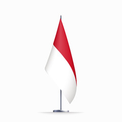 Obraz premium Monaco flag state symbol isolated on background national banner. Greeting card National Independence Day of the Principality of Monaco. Illustration banner with realistic state flag.