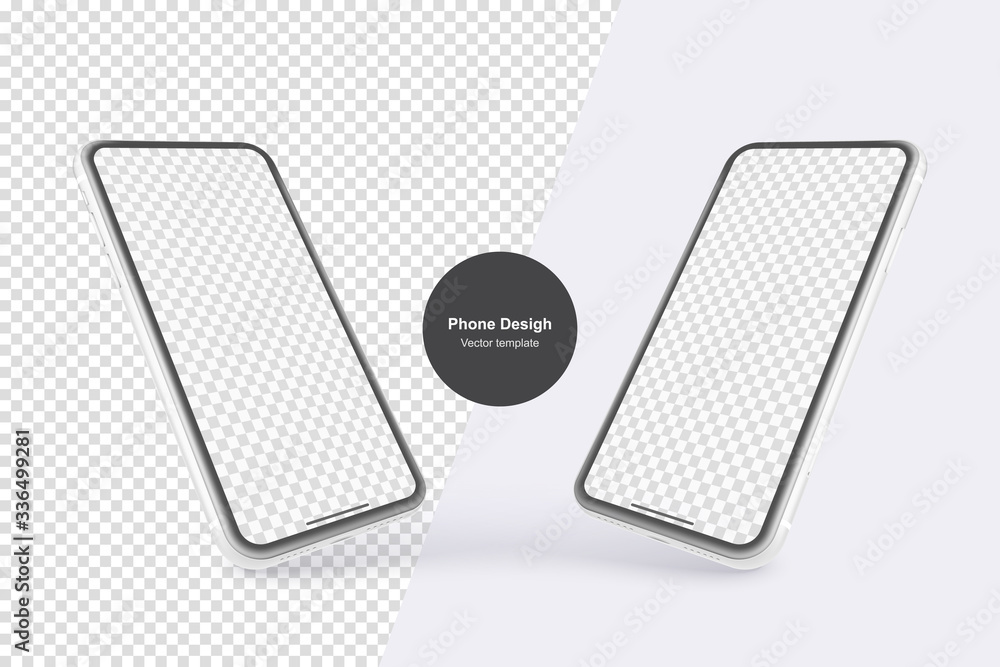 Poster white vector phone isolated on white background. realistic template. mock up with empty screen for b