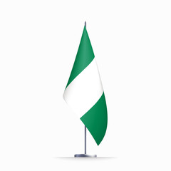 Nigeria flag state symbol isolated on background national banner. Greeting card National Independence Day of the Federal Republic of Nigeria. Illustration banner with realistic state flag.