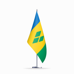 Obraz premium Saint Vincent and the Grenadines flag state symbol isolated on background national banner. Greeting card National Independence Day Republic of Saint Vincent and the Grenadines. banner realistic flag.