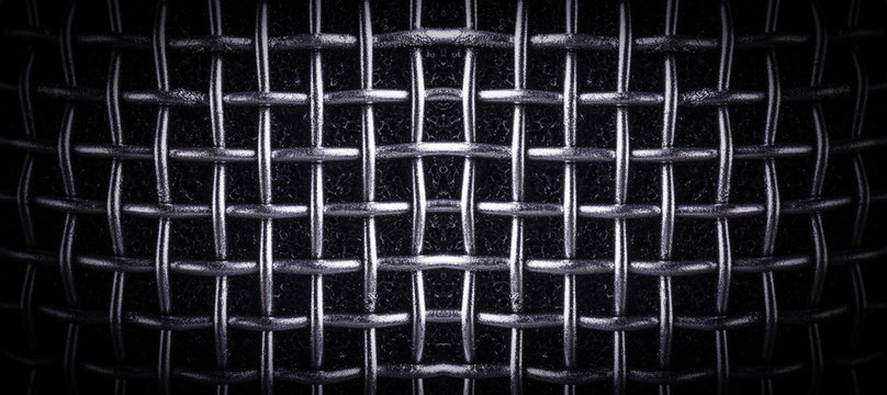 metal microphone Grille, close up  background macro image