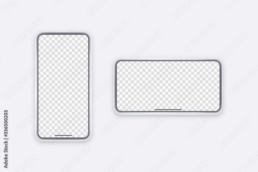 Poster white vector phone isolated on white background. realistic template. mock up with empty screen for b