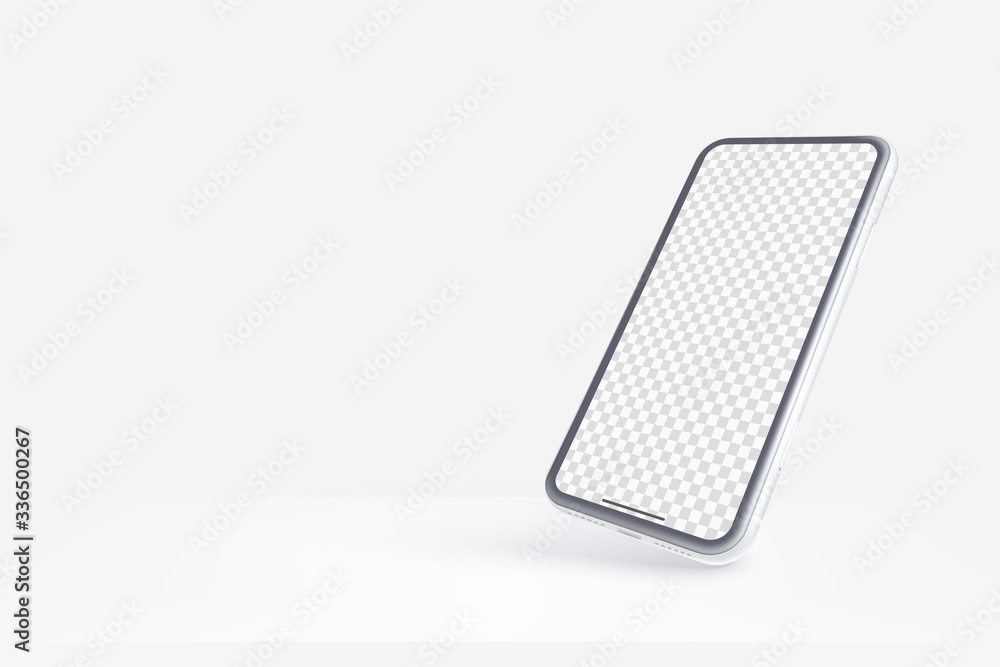 Poster white vector phone isolated on white background. realistic template. mock up with empty screen for b