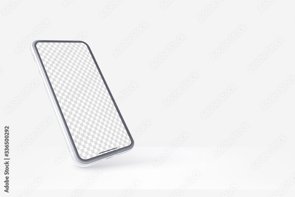 Poster white vector phone isolated on white background. realistic template. mock up with empty screen for b