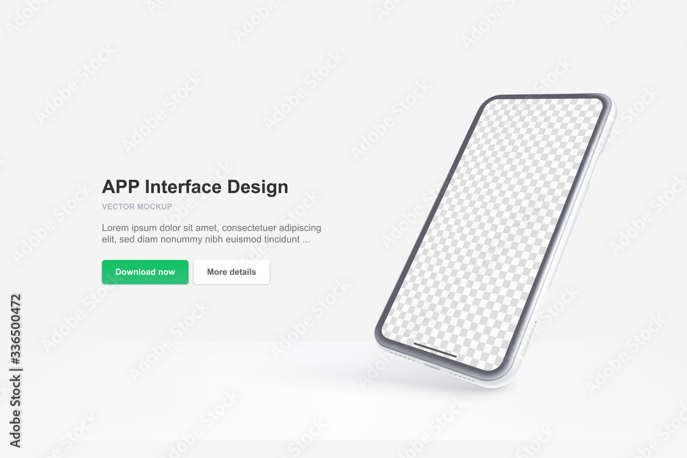 Poster white vector phone isolated on white background. realistic template. mock up with empty screen for b