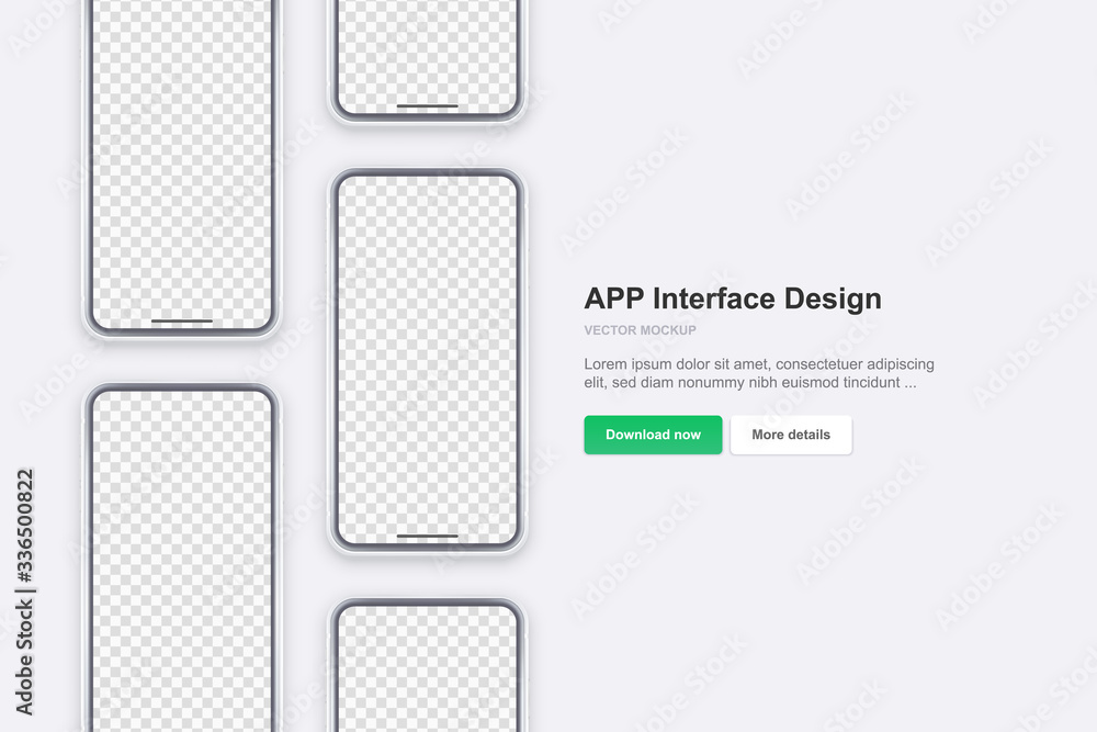 Poster vector phone. template for app. realistic template. mock up with empty screen for business presentat