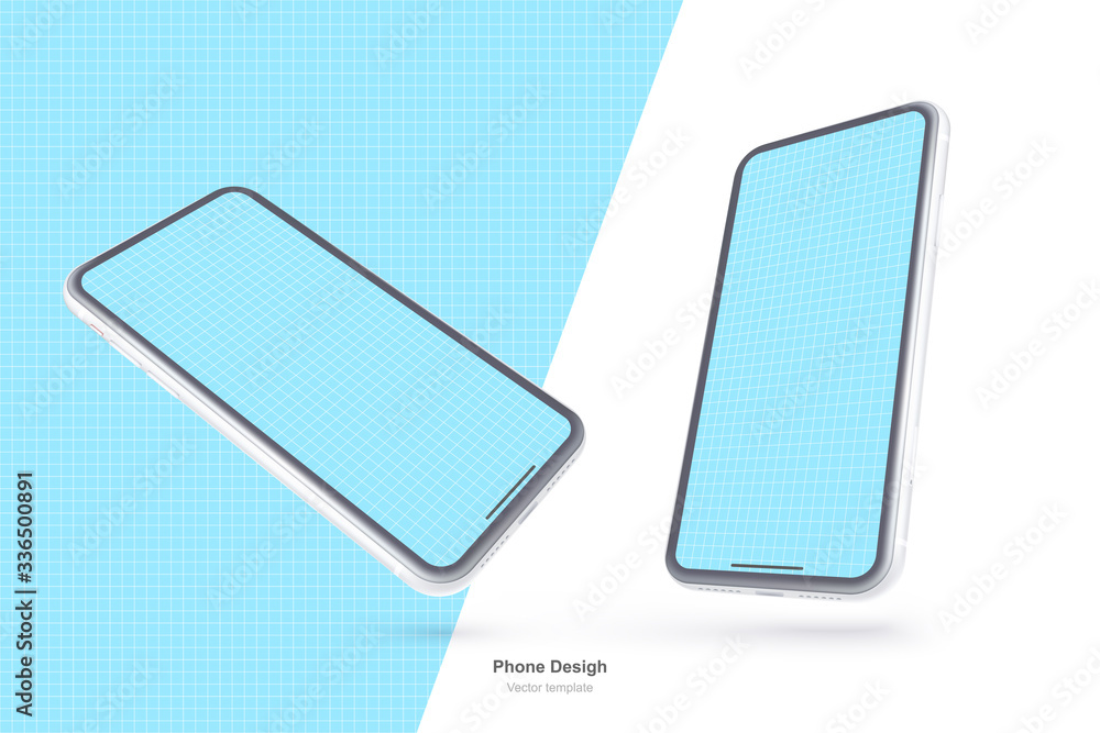 Poster vector phone. realistic template. mock up with empty screen for business presentations.