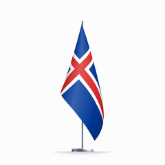 Iceland flag state symbol isolated on background national banner. Greeting card National Independence Day of the Republic of Iceland. Illustration banner with realistic state flag.