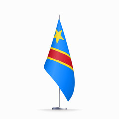 Congo flag state symbol isolated on background national banner. Greeting card National Independence Day of the Democratic Republic of the Congo. Illustration banner with realistic state flag of DRC.